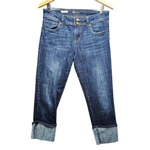 Kut From The Kloth Cameron Straight Leg Denim Jeans Womens 4 Cuffed Medium Wash